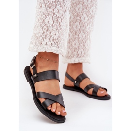 Boto Ravne ženske sandale s eko kožom crnom kalirom crna 2