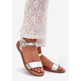 Boto Sandale s ravnim potpeticama eko kože srebrna kivara srebro 1