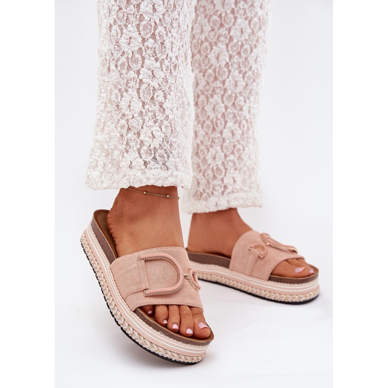 Boto Ženski klip na platformi s ukrasom ružičastim daphirom ružičasta 2