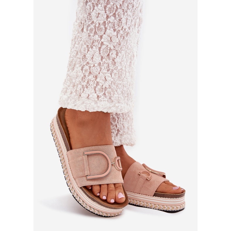 Boto Ženski klip na platformi s ukrasom ružičastim daphirom ružičasta 1