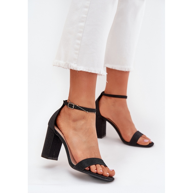 Boto Sjajne ženske sandale na crnoj kavini 2
