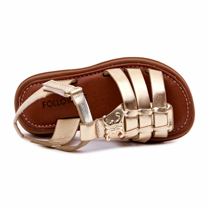 Djevojke sandale s ukrasnim zlatnim detaljima zlatna 2