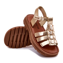 Djevojke sandale s ukrasnim zlatnim detaljima zlatna 3