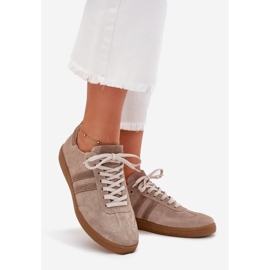 Zazoo N1068 Suede niske ženske tamne tenisice bež 1