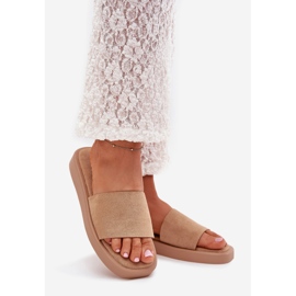 Boto Ženski prelepozi na platformi s Eco Suede Dark Beige Jorina bež 1