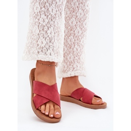 Boto Ženske papuče s eko kožom Burgundy Lorana crvena 2