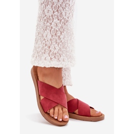Boto Ženske papuče s eko kožom Burgundy Lorana crvena 1