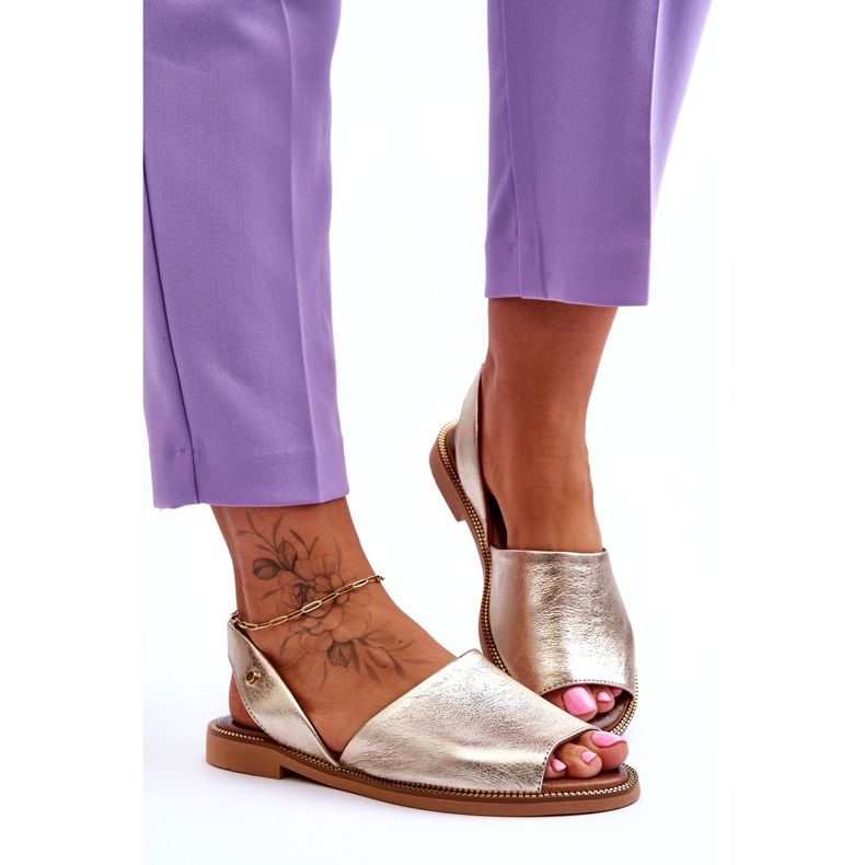 Zazoo Kožni proklizavanje -Up ženske zlatne metalne sandale zlatni 2