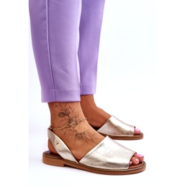 Zazoo Kožni proklizavanje -Up ženske zlatne metalne sandale zlatna 4