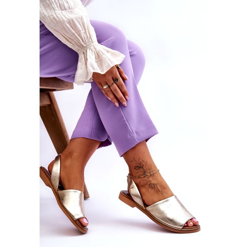 Zazoo Kožni proklizavanje -Up ženske zlatne metalne sandale zlatni 3