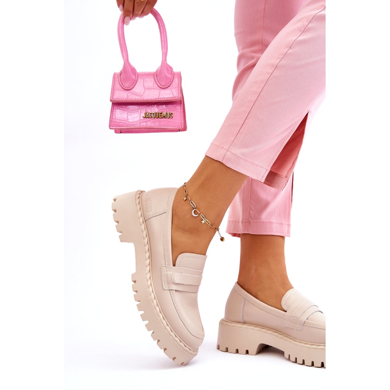 Big Star Ženska velika zvijezda LL274457 Kožni mokasini bež 2