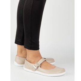 Bosonogi ženske balerine Olivier 1770Pol kožne cipele s bež kopčama 2