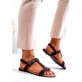 S.Barski Ženske sandale s crnim rhinestones crno 3