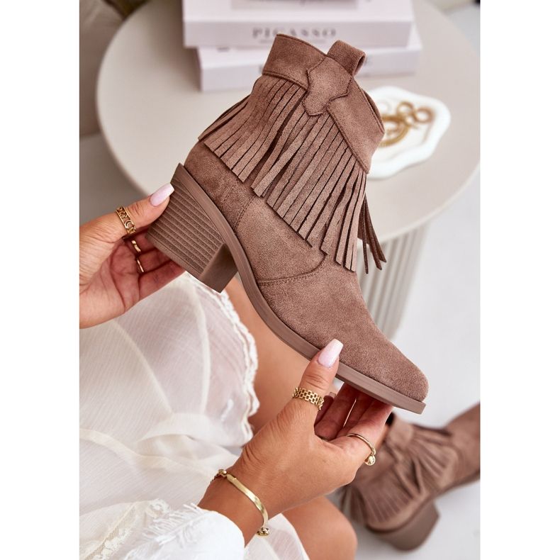 Ženske eko-elendijske smeđe čizme s rubovima S.Barski Hy42-127 bež 1