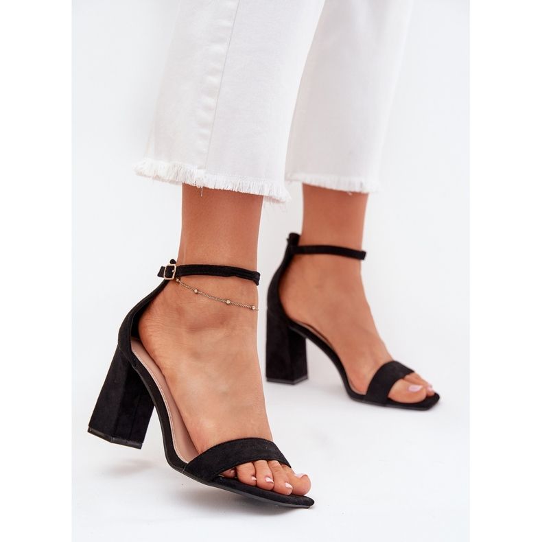 Boto Ženske sandale na Eco Suede Post Black Elirae crno 2