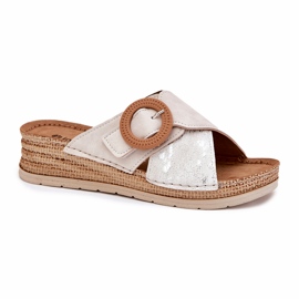 Ženski klinovi s ukrasnom inblu RV000012 stezaljkom stezaljke bež 3