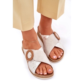 Ženski klinovi s ukrasnom inblu RV000012 stezaljkom stezaljke bež 4