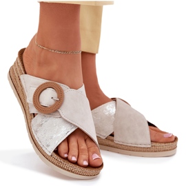 Ženski klinovi s ukrasnom inblu RV000012 stezaljkom stezaljke bež 6