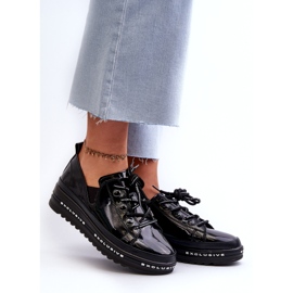 S.Barski Čipka -up ženske cipele na platformi naturnice kože S. barski Lr620 crno 2
