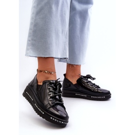 S.Barski Čipka -up ženske cipele na platformi naturnice kože S. barski Lr620 crno crna 3