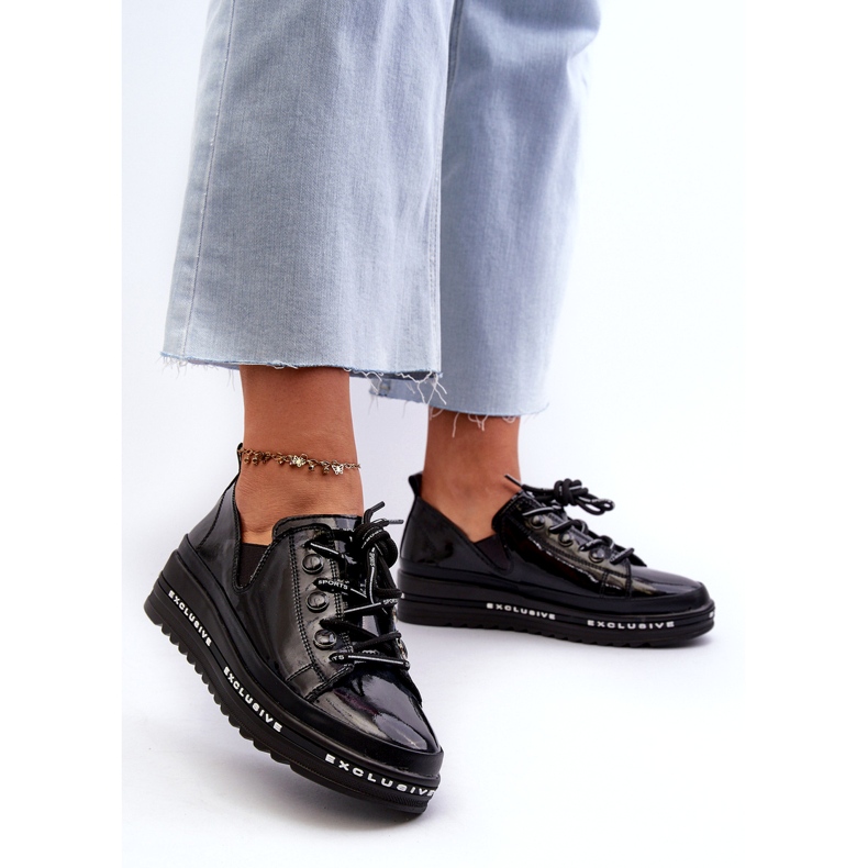 S.Barski Čipka -up ženske cipele na platformi naturnice kože S. barski Lr620 crno crna 3