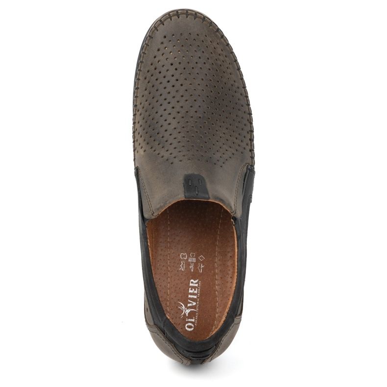 Olivier Muške ažurne kožne mokasine 0525 maslinaste boje zelena 6