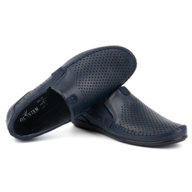 Olivier Muške ažurne kožne mokasine 0525, tamnoplave plava 5