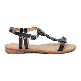 Shelvt Povremene sandale s ukrasnom pletenicom crna 1