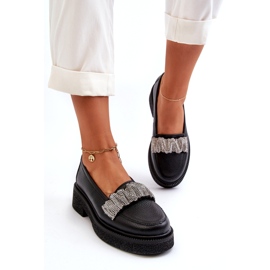 ZAZOO 3419 Ženske kožne lomace s ukrasnom trakom crnim remenom crna 1