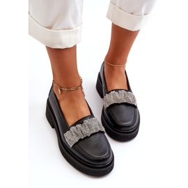 ZAZOO 3419 Ženske kožne lomace s ukrasnom trakom crnim remenom crna 2