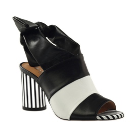 Badura 7787 vezane ženske sandale bijela crno 1