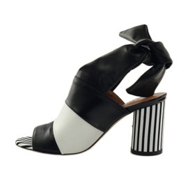 Badura 7787 vezane ženske sandale bijela crno 2