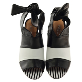 Badura 7787 vezane ženske sandale bijela crna 4