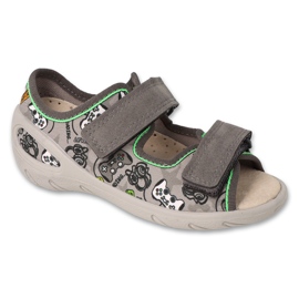 Befado dječje papuče s čičkom, kožni umetak 063X021, sive siva 1