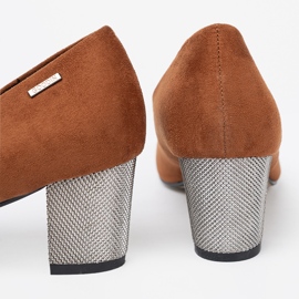 Goodin Smeđe pumpe s ukrasnom srebrnom petom smeđa 1