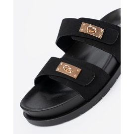 Shelvt Papuče na platformi sa zlatnim detaljima crno 1