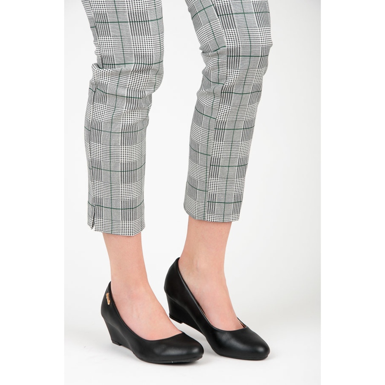 Super Me Crne crne pumpice na klin crna 2