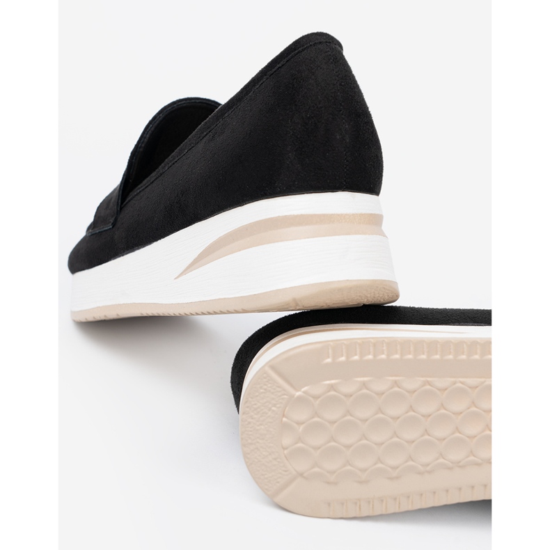 Shelvt Crne mokasine na platformi od brušene kože crna 2