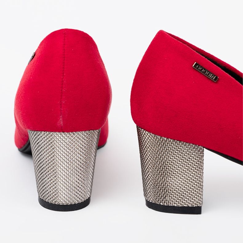 Goodin Crvene ženske pumpe na srebrnom postu crvena 2