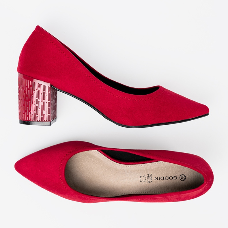 Goodin Elegantne pumpe na ukrasnom postu crvena 2