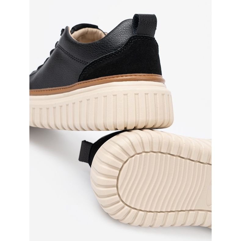 Crne kožne tenisice na platformi Sergio Leone Beige crno 1
