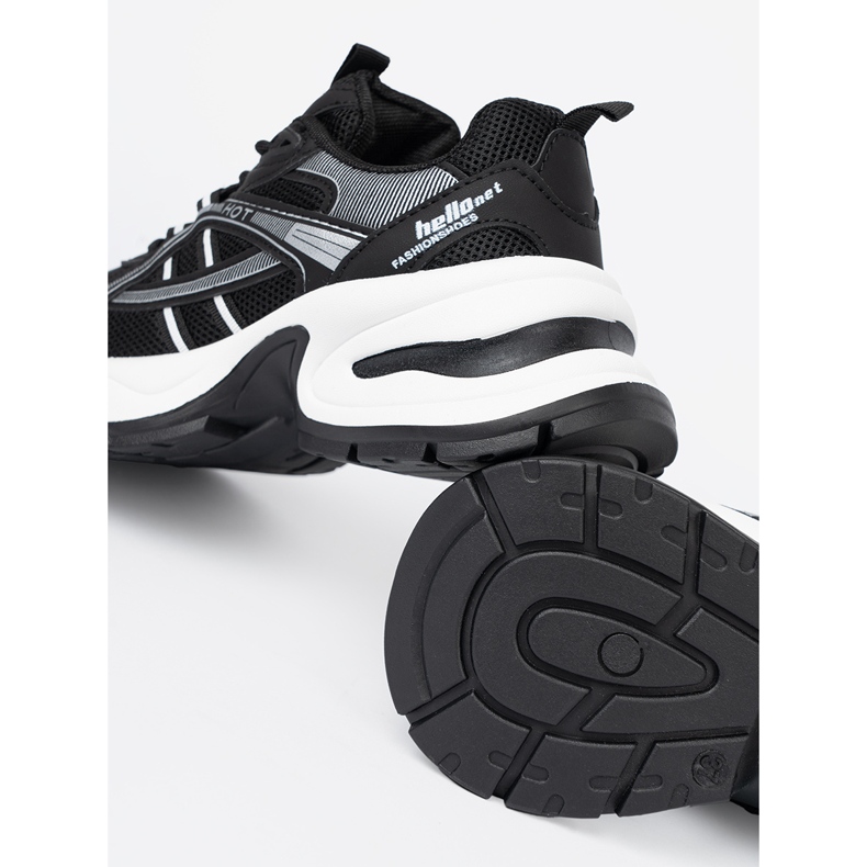 Shelvt Crne tenisice s prozračnim gornjim i masivnim bijelim potplatom crna 1