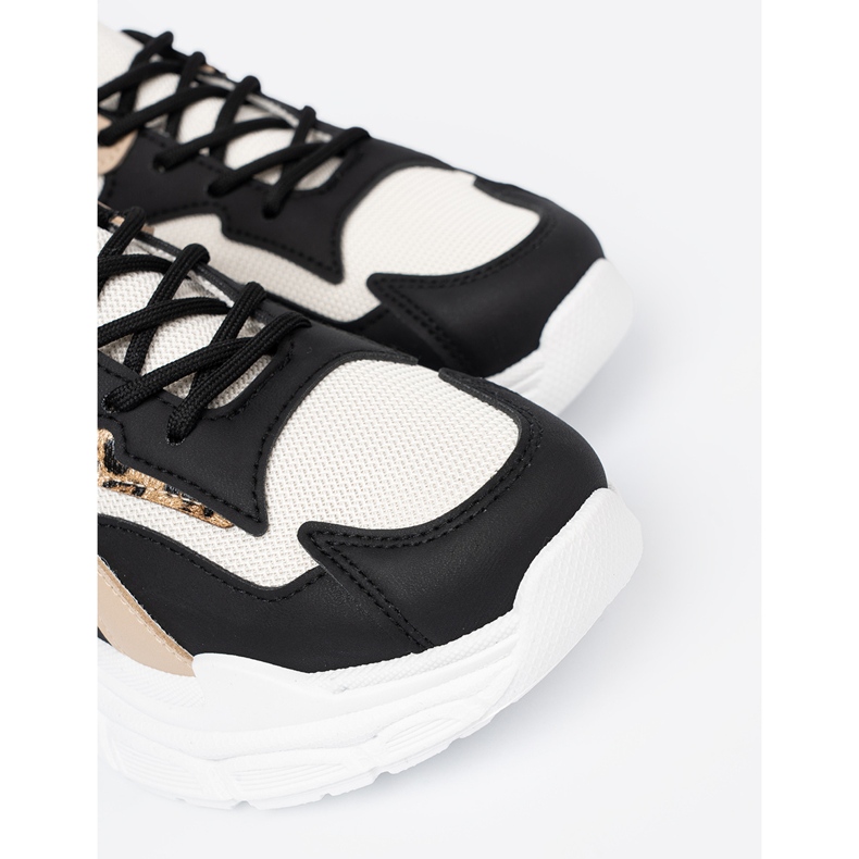 Shelvt Crne i bež ženske tenisice na gustom potplatu crno 1