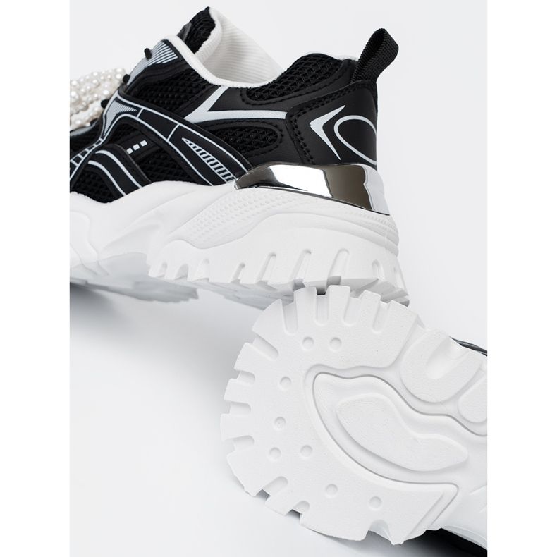 Shelvt Crne tenisice s bijelim lukom i perlicama crna 1