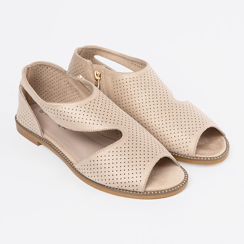 Goodin Zlatne sandale na ravnom potplatu zlatna 1