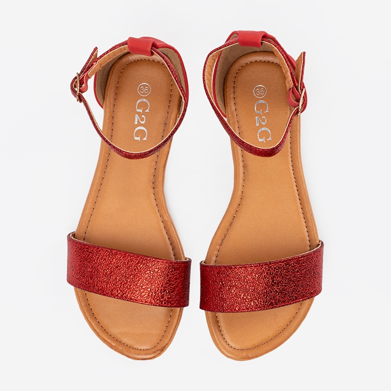 Shelvt Crvene ravne sandale s natkrivenom petom crvena 1