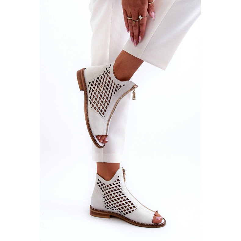 Zazoo 977/L kožne otvorene sandale s patentnim zatvaračem, bijele bijela 3