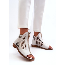 Zazoo 977/L kožne otvorene sandale s patentnim zatvaračem, bijele bijela 1