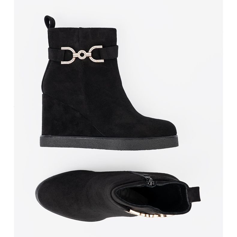 Shelvt Crne čizme od antilop s elegantnom stezaljkom crna 1