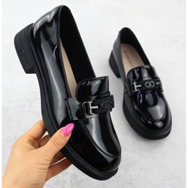 Ženske kožne cipele lakirani loafers crni Vinceza 39957 crna 1